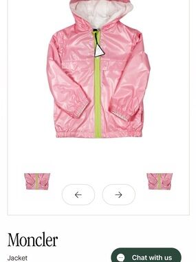 Moncler Pink Hooded Jacket with Lime Green Center Zipper